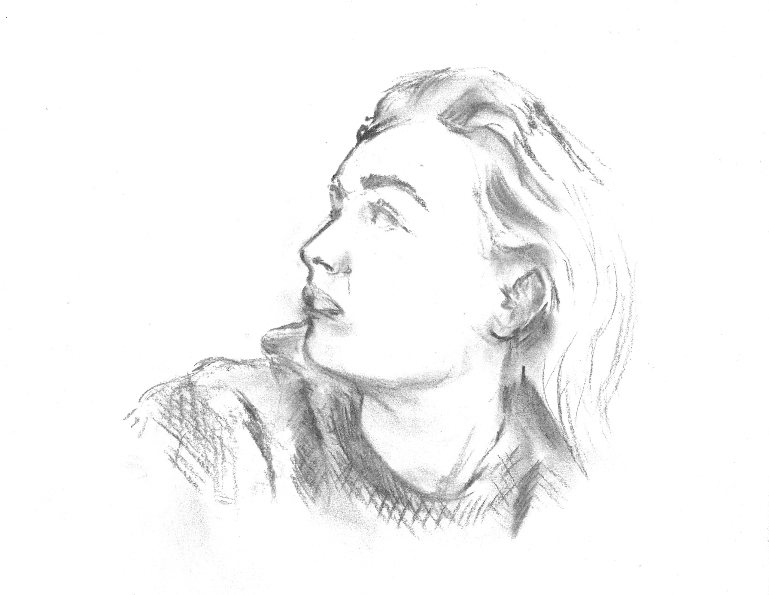 Fusain sur papier, 25 x 32,5 cm