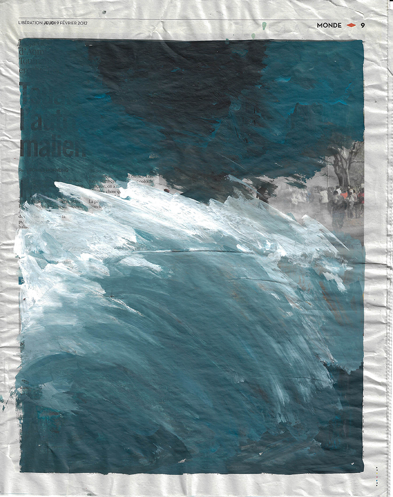 2018, acrylique sur papier journal, 35,5 x 28 cm