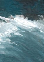 Peinture d'une vague sur du journal