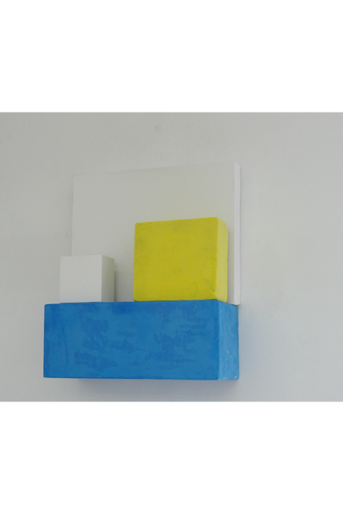 4 éléments, toiles vierge, plâtre teinté, enduit teinté sur bois