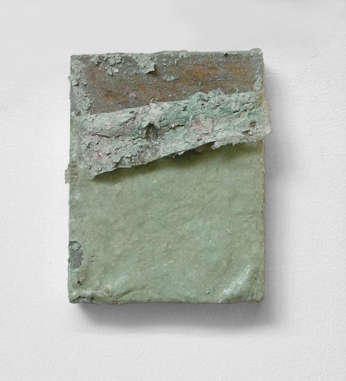Toile vert/gris, dont la matière fait de beurre tombe