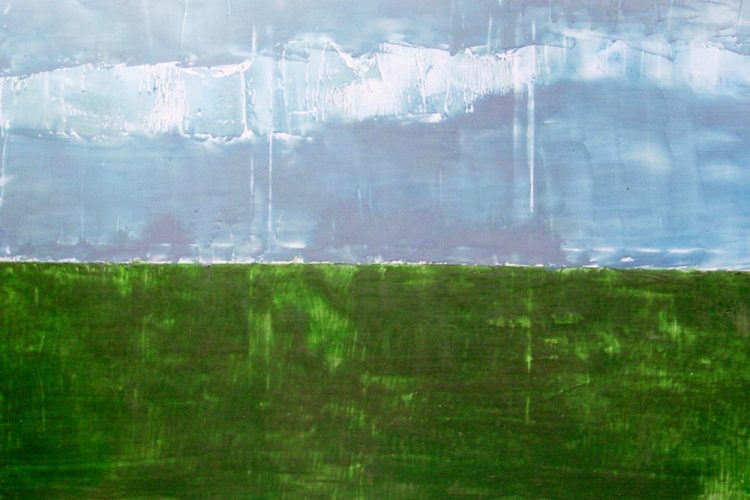 Toile bleu et verte fait a base de beurre