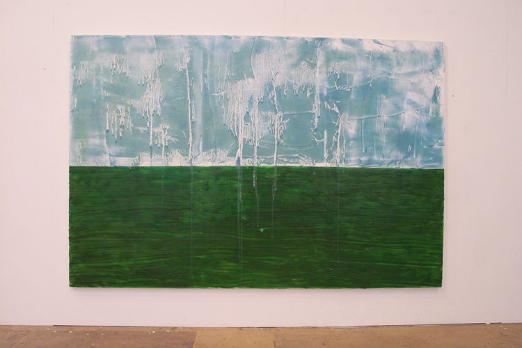 Toile bleu et verte fait a base de beurre