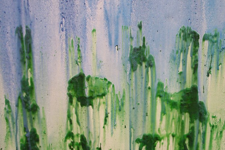 Toile bleu et verte fait a base de beurre