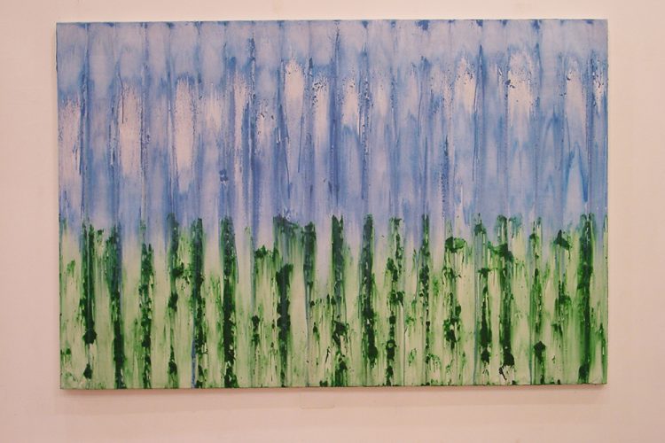Toile bleu et verte fait a base de beurre